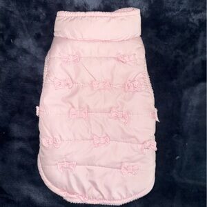 Pink Quilted Dog Jacket with Bows